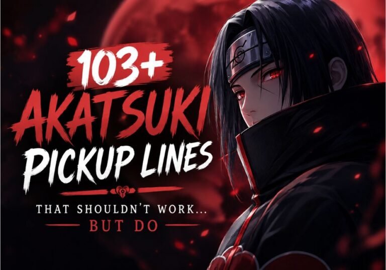 103+ Akatsuki pickup lines for Naruto fans, featuring Itachi-inspired anime artwork
