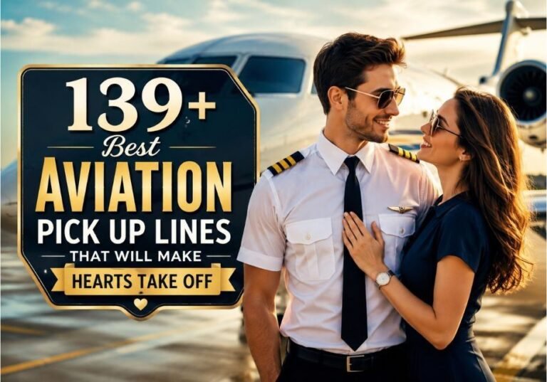 139+ Best Aviation Pick Up Lines That Will Make Hearts Take Off – romantic aviation-themed pickup lines with a pilot and airplane at an airport.