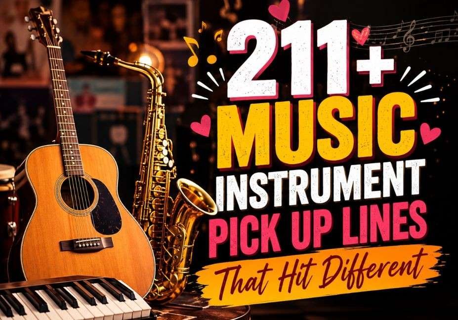 Music Instrument Pick Up Lines – 211+ flirty and romantic music-themed pickup lines with guitar, saxophone, and piano