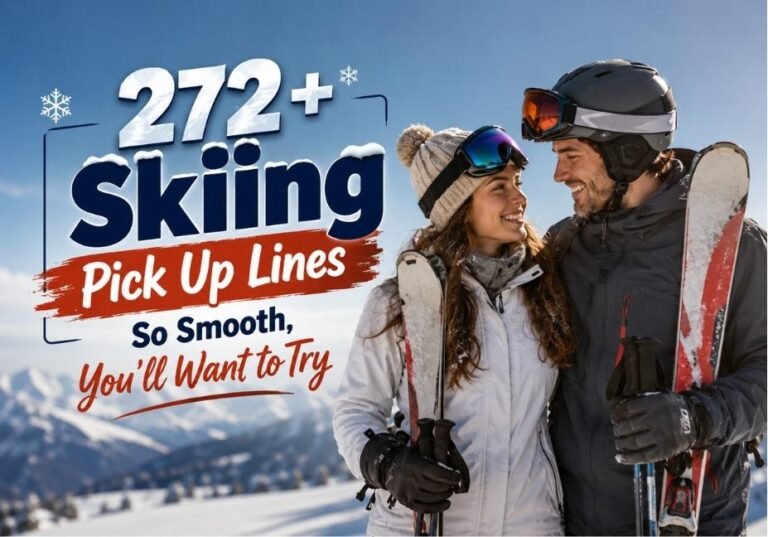 272+ Skiing Pick Up Lines So Smooth, You’ll Want to Try – romantic couple skiing on a snowy mountain slope