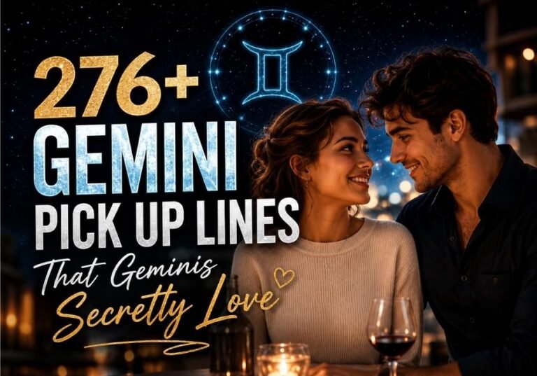 276+ Gemini Pick Up Lines that Geminis Secretly Love – romantic couple under a starry Gemini zodiac sky