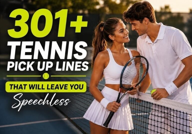 301+ Tennis Pick Up Lines That Will Leave You Speechless – romantic tennis couple on a court with tennis rackets and ball