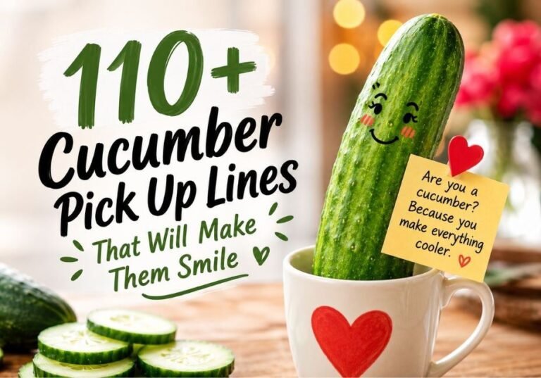 Discover 110+ funny, cute, and flirty cucumber pick up lines that are sure to make them smile.