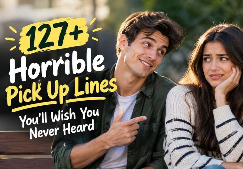 127+ Horrible Pick Up Lines showing an awkward dating moment with a visibly unimpressed reaction, capturing cheesy and painfully bad flirting.