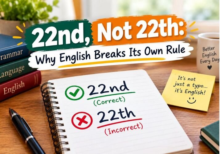 22th or 22nd spelling comparison showing 22nd as the correct English ordinal form