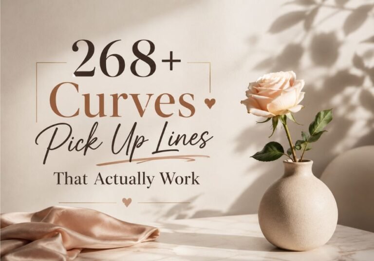 268+ Curves Pick Up Lines that actually work with an elegant rose and romantic beige background