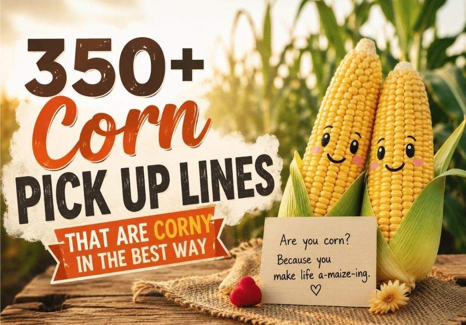 350+ Corn Pick Up Lines that are corny in the best way, featuring playful corn cobs and romantic pun ideas