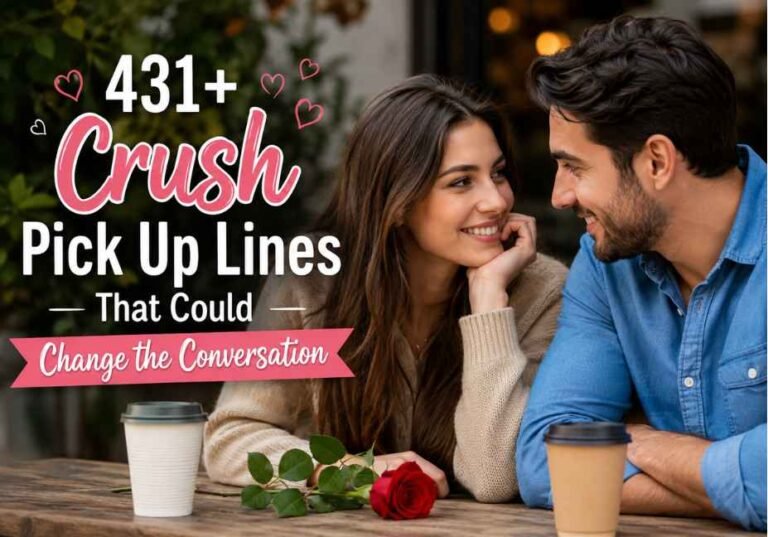 431+ Crush Pick Up Lines That Could Change the Conversation with a young couple sharing a warm, playful moment over coffee.
