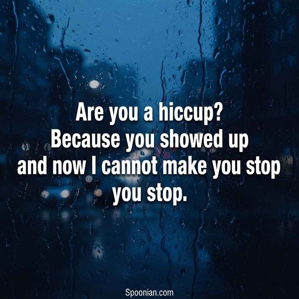 Funny gross rizz line quote over dark rainy window background by Spoonian.com
