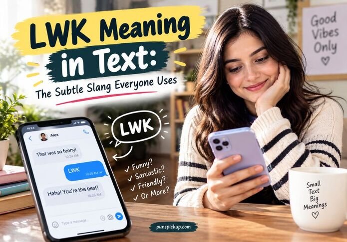 LWK Meaning in Text explained with a realistic texting scene, smartphone conversation, and a person exploring the meaning of the slang term.