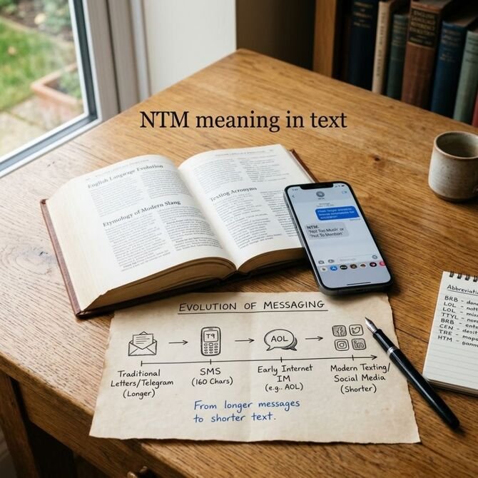 NTM meaning in text shown on a smartphone message with the abbreviation highlighted