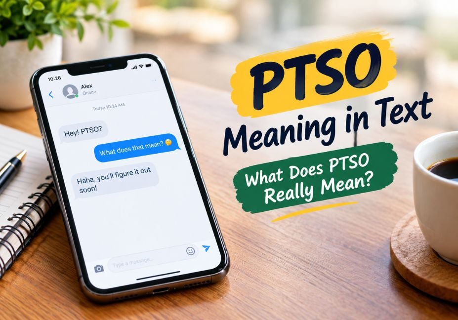 PTSO Meaning in Text explained through a realistic smartphone conversation showing someone asking what “PTSO” means, helping readers understand the abbreviation in texting and online communication.