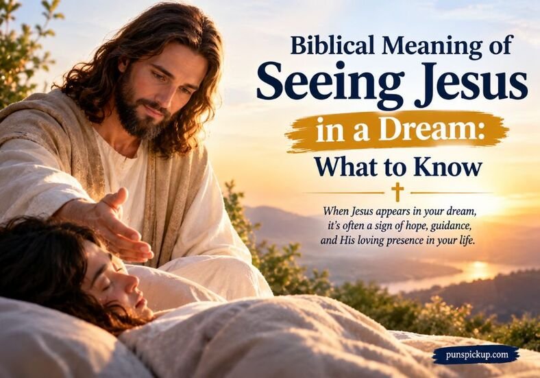 Biblical Meaning of Seeing Jesus in a Dream: What to Know, featuring a peaceful depiction of Jesus comforting a sleeping person at sunrise, symbolizing hope, divine guidance, faith, and spiritual peace.