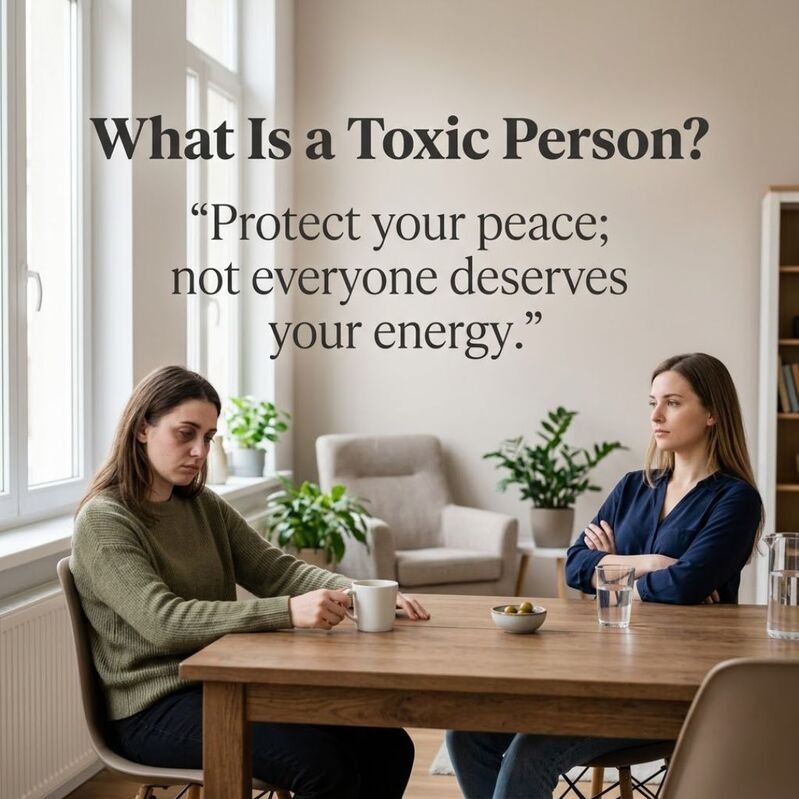 What Is a Toxic Person? Realistic image showing an emotionally draining relationship and the importance of protecting your peace.