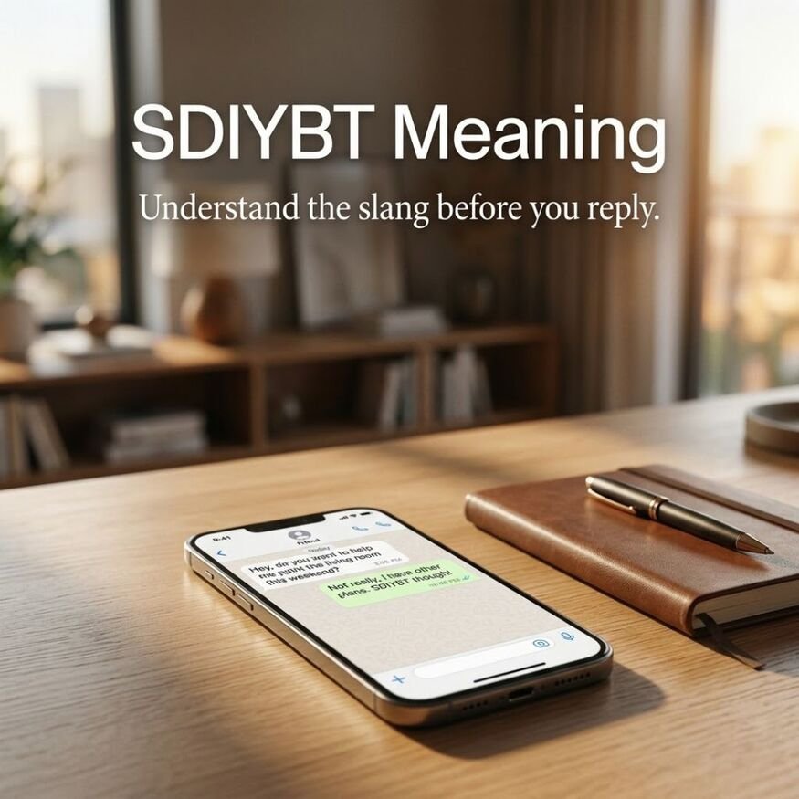 SDIYBT Meaning explained with a realistic smartphone messaging scene showing how the slang term is used in text conversations.